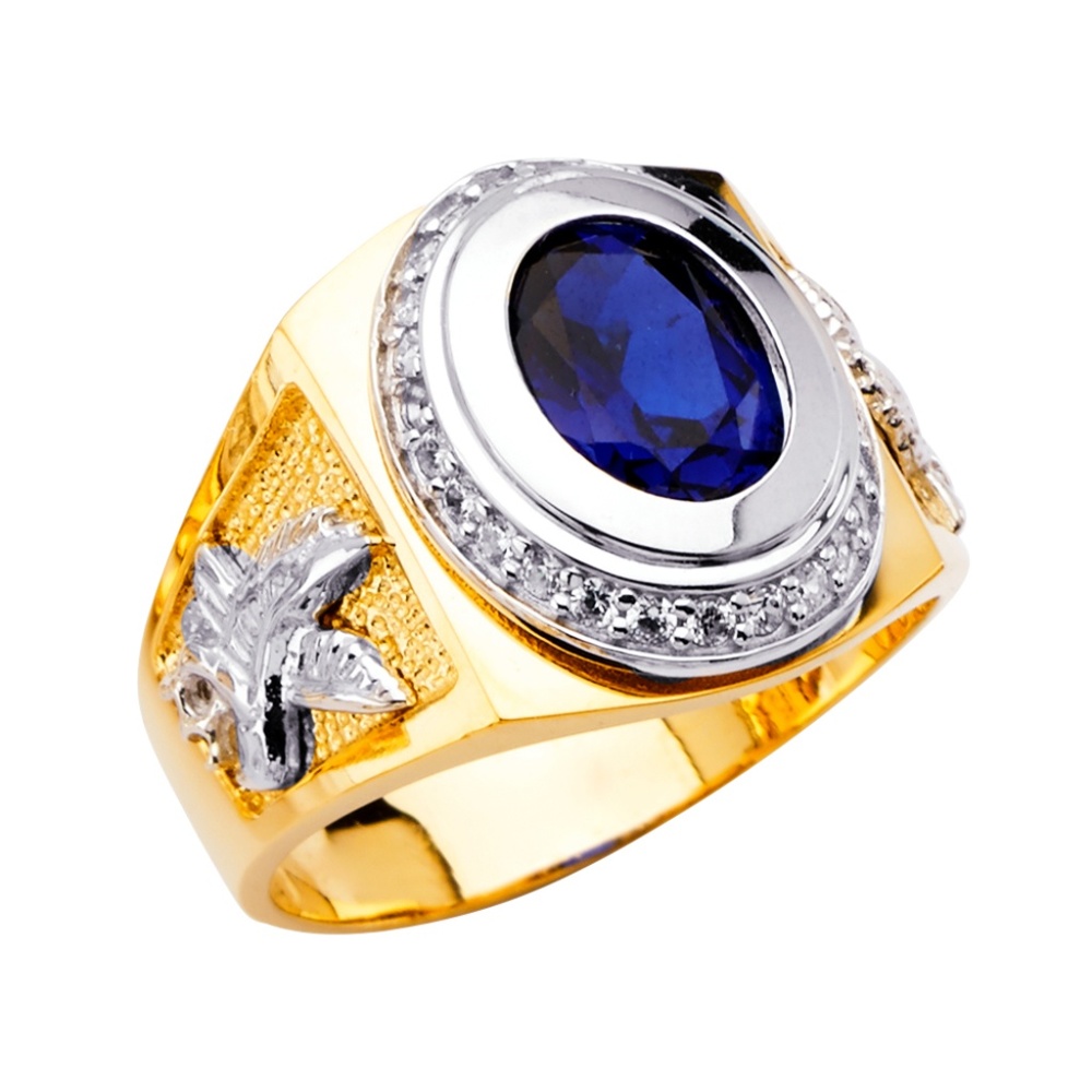 14K Yellow Gold CZ Men's Ring